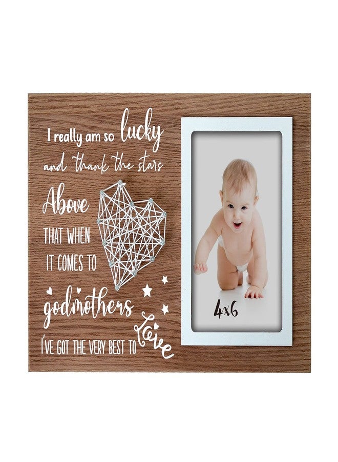 Buecasa Godmother Gifts from Godchild - Godparent Picture Frame Wood Grain with 4x6 Inches Vertical Photo- Gifts for Goddaughter and Godson - Image 1